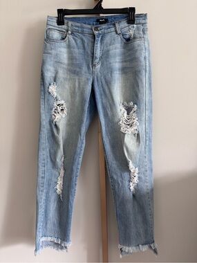 mark. Light Blue Distressed Boyfriend Jeans- Stretchy